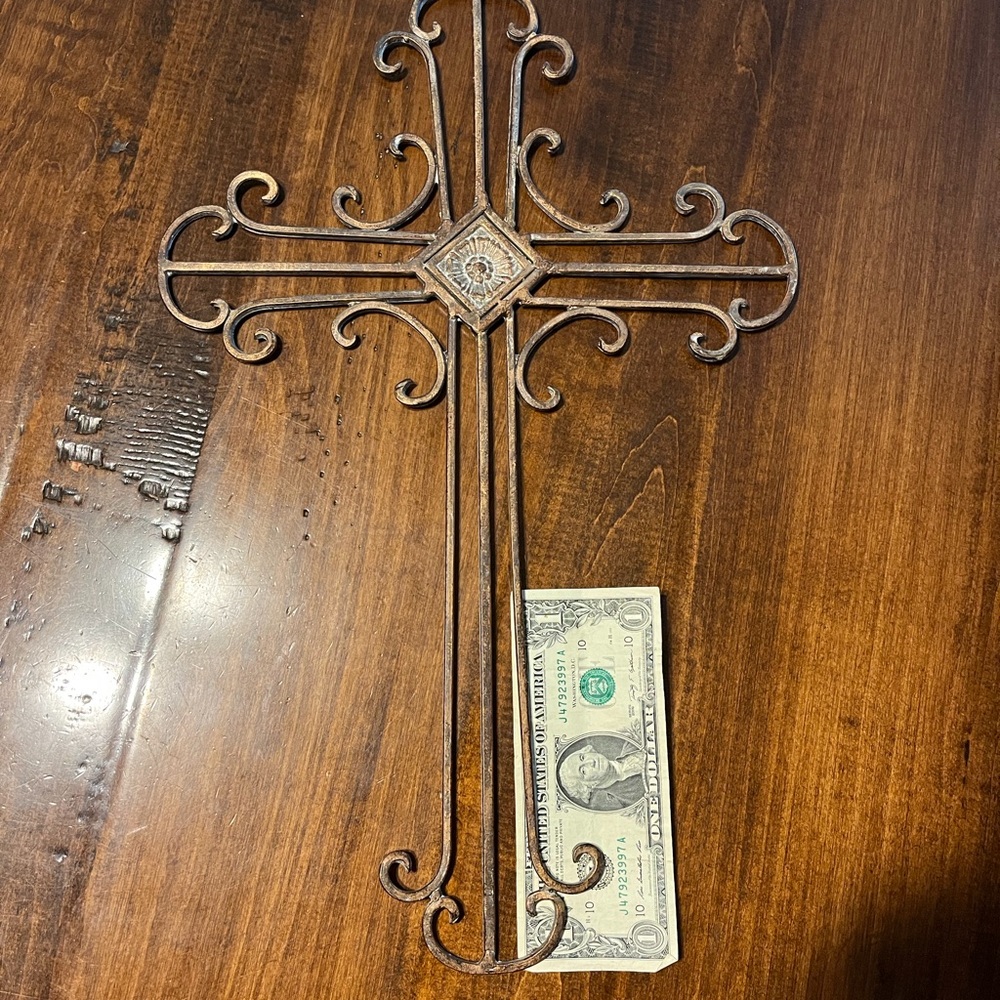 Decorative Metal Wall Cross - Rustic Brown